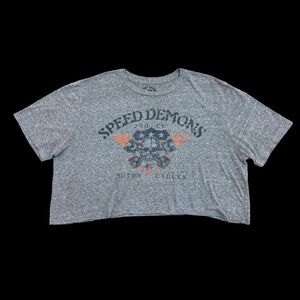 Lucky brand Upcycled ‘speed demons’ motorcycle crop top tshirt - XL - 18x24